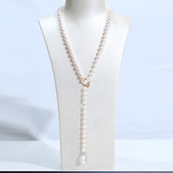尊丽尚（jaleesa）“珠光莹耀”近圆形珍珠毛衣链（8-9mm）