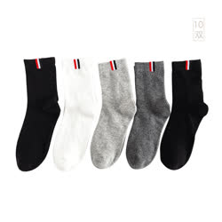 南极人男士时尚彩标运动休闲中筒袜十双装