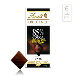 瑞士莲（Lindt） 法国进口 特醇排装85%可可黑巧克力6块组 100克*6块
