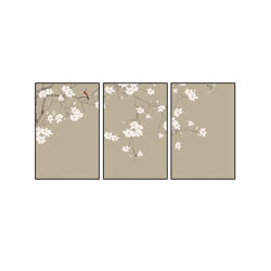 澳舒萊 禪意系列硅藻土無框客廳臥室三聯裝飾畫 甲醛凈化 適配3.2-4米墻寬