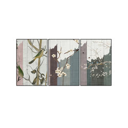 澳舒莱 国画系列硅藻土无框客厅卧室三联装饰画 甲醛净化 适配3.2-4米墙宽