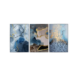 澳舒萊 輕奢2系列硅藻土無框客廳臥室三聯裝飾畫 甲醛凈化 適配3.2-4米墻寬