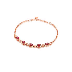 玛戈菲尼 ＂红粉佳人＂系列奢华款18K金红宝石手链（5颗）