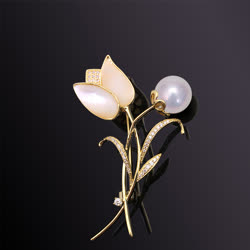 DBLUE珍珠“郁金香”時尚珍珠胸針
