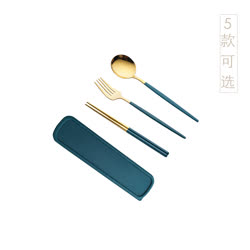 利茸 韩式不锈钢便捷餐具套装学生上班勺叉筷三件套餐具