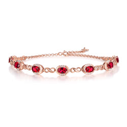 玛戈菲尼 “红粉佳人”系列尊贵款18K金红宝石手链（7颗）加赠：“唯爱”18K金钻石戒指