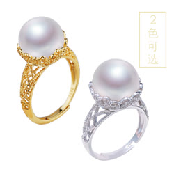 DBLUE珍珠 925銀鑲珍珠戒指（金色/銀色 二選一）