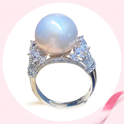 DBLUE珍珠 “璀璨明珠”925銀豪華鑲大直徑珍珠戒指（11-12mm）