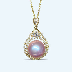 DBLUE珍珠“璀璨”系列大直径粉紫色珍珠吊坠（近正圆形 直径约11mm）