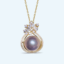 DBLUE珍珠“奢華璀璨”系列大直徑近正圓形粉紫色珍珠吊墜（直徑約11mm）