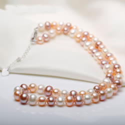 上新啦,DBLUE珍珠“絢麗多姿”近圓形混彩珍珠項鏈