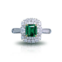 绿爱珠宝 18K金祖母绿戒指（1克拉）