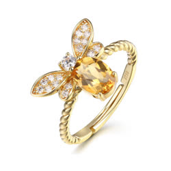 華仕達珠寶“小蜜蜂”925銀黃晶戒指