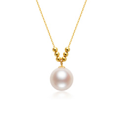 DBLUE珍珠 18K金金珠白色珍珠项链（9mm）