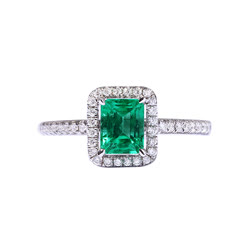 绿爱珠宝 18K金祖母绿戒指 （0.75克拉）