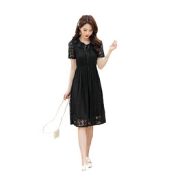 欧奈丝 时尚韩版蕾丝气质连衣裙A1139183 （橡筋腰设计 穿着舒适 蕾丝材质 知性优雅）