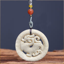令月珠寶“吉祥螭龍”猛犸象牙雕刻掛件