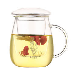 [商城]物生物（RELEA）玻璃杯 茶水分離杯 耐熱泡茶杯子 帶過濾茶水分離玻璃水杯500ML