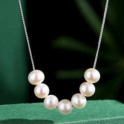 DBLUE珍珠“微笑”珍珠路路通配银项链