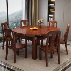 杉林希 中式实木可折叠餐桌椅（一桌六椅） LSY2929