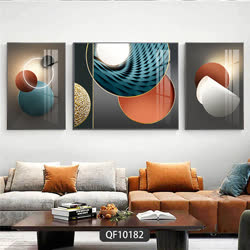 家立佳  现代轻奢客厅沙发背景三联画几何光影系列D-M（推荐2.4~2.8米沙发或墙面）免费安装配送