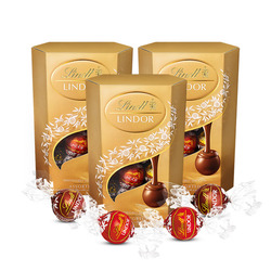 瑞士莲（Lindt） 意大利进口 瑞士莲软心精选巧克力16粒分享装3盒组 200克*3盒
