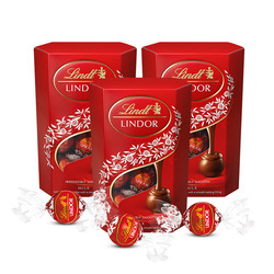 瑞士蓮（Lindt） 意大利進口 瑞士蓮軟心牛奶巧克力16粒分享裝3盒組 200克*3盒