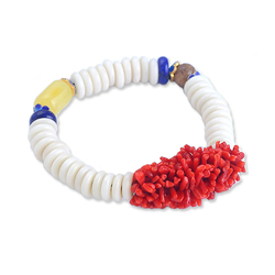 慕珠宝 “缤纷”天然象牙果配蜜蜡珊瑚手串