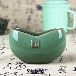 [商城]利茸 龙泉青瓷 茶道配件 元宝形名片座 陶瓷创意名片盒（不含底座）