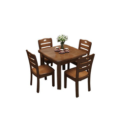 斯嘉贝格 现代简约小户型可伸缩全实木折叠餐桌椅（一桌六椅）