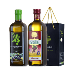 新春年菜鋪,Stilla  斯蒂拉意大利原瓶原裝進口葡萄籽油1L*1瓶+特級初榨橄欖油1L*1瓶禮盒裝瓶